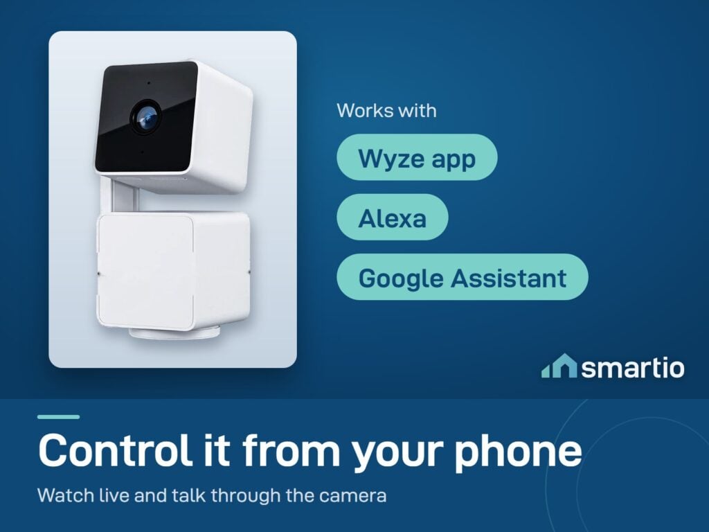 Wyze Cam Pan v3 works with the Wyze app, Alexa and Google Assistant, with two-way audio