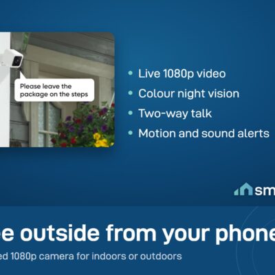 Wyze Cam v3 fixed to a porch wall, watching the front steps of a house
