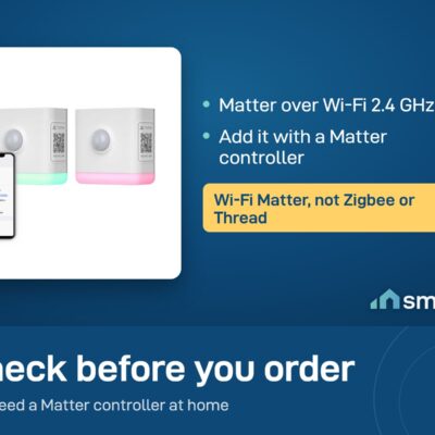 Two Third Reality Matter night lights with the app on a phone; they use Matter over Wi-Fi 2.4 GHz