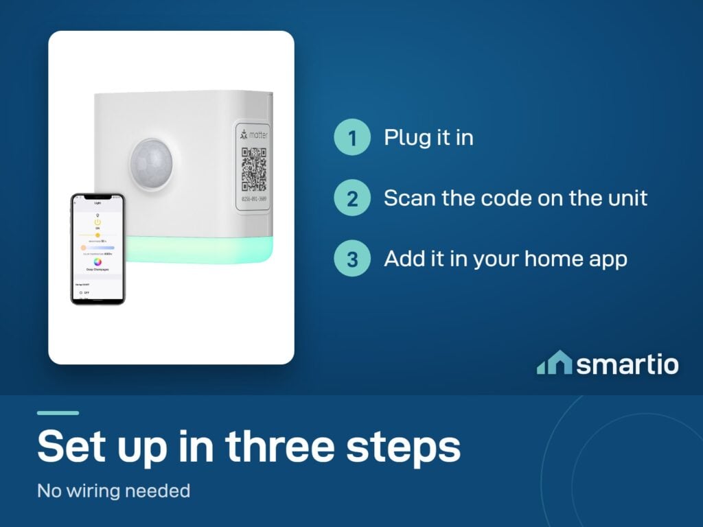 Third Reality Matter night light set up: plug in, scan the code on the unit, add it in your home app