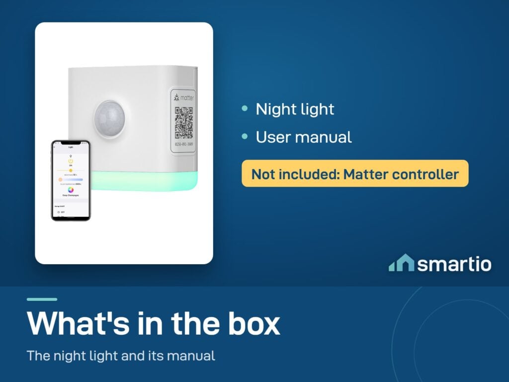 What is in the Third Reality Matter night light box: night light and user manual. A Matter controller is not included