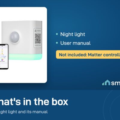 What is in the Third Reality Matter night light box: night light and user manual. A Matter controller is not included