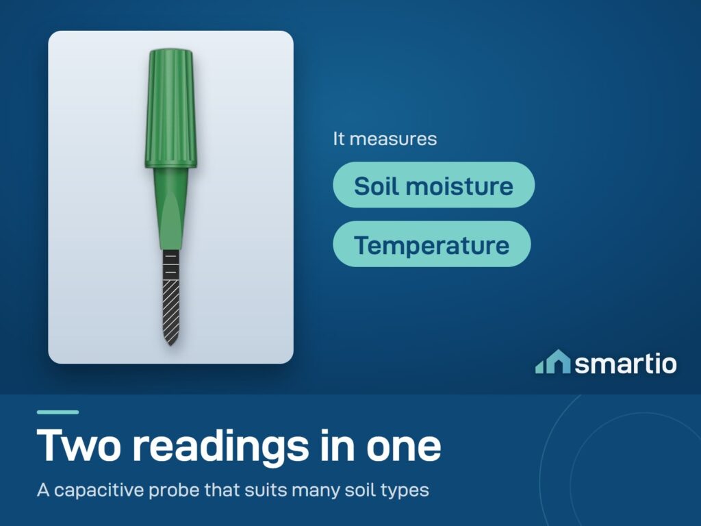 ThirdReality Smart Soil Moisture Sensor Gen2 has a capacitive probe that measures soil moisture and temperature
