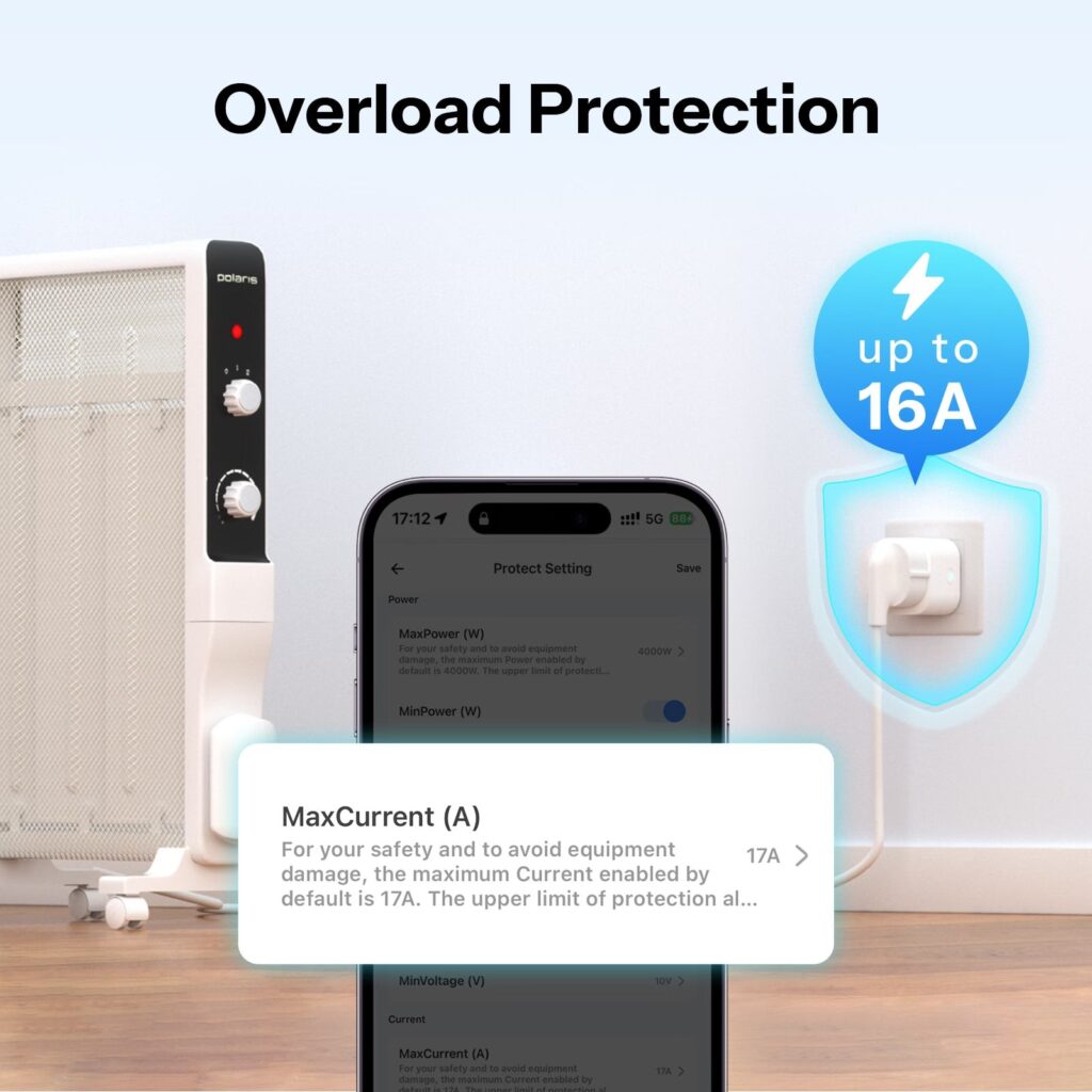 Overload protection up to 16A