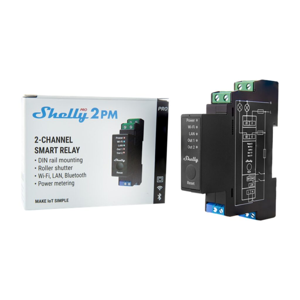 Shelly Pro 2PM DIN Rail 2-Channel Relay with Power Metering