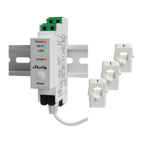 Shelly Pro 3EM 3-Phase Energy Meter (120A)