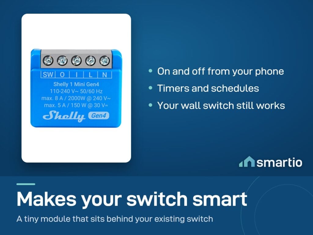 Shelly 1 Mini Gen4 relay module, a very small smart switch