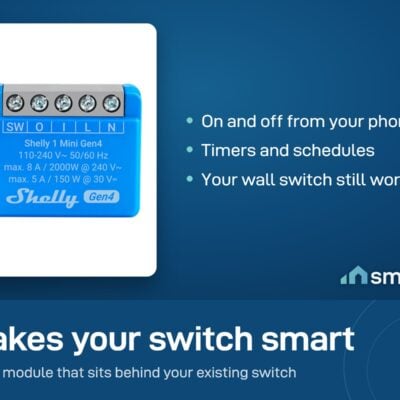 Shelly 1 Mini Gen4 relay module, a very small smart switch