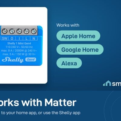 Shelly 1 Mini Gen4 works with Apple Home, Google Home and Alexa through Matter