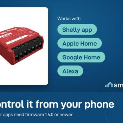 Shelly 1PM Gen3 works with the Shelly app, and with Apple Home, Google Home and Alexa through Matter
