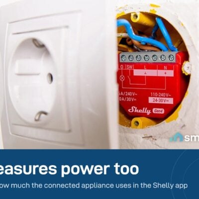 Shelly 1PM Gen4 installed behind a wall socket