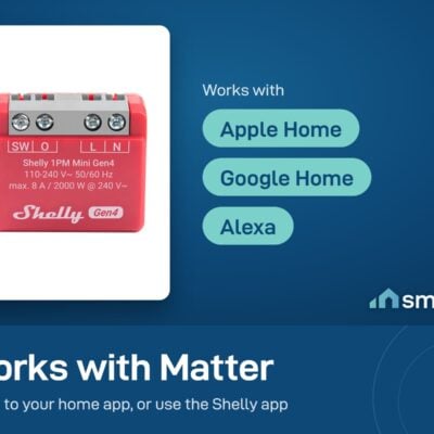 Shelly 1PM Mini Gen4 works with Apple Home, Google Home and Alexa through Matter