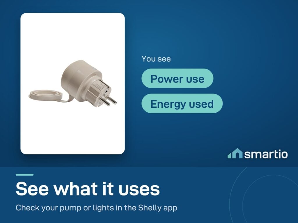 Shelly Outdoor Plug S Gen3 has built-in power metering that shows power use and energy used