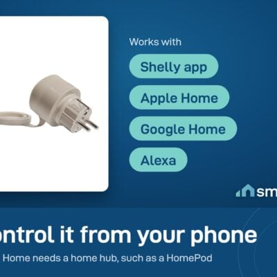 Shelly Outdoor Plug S Gen3 works with the Shelly app, and with Apple Home, Google Home and Alexa through Matter