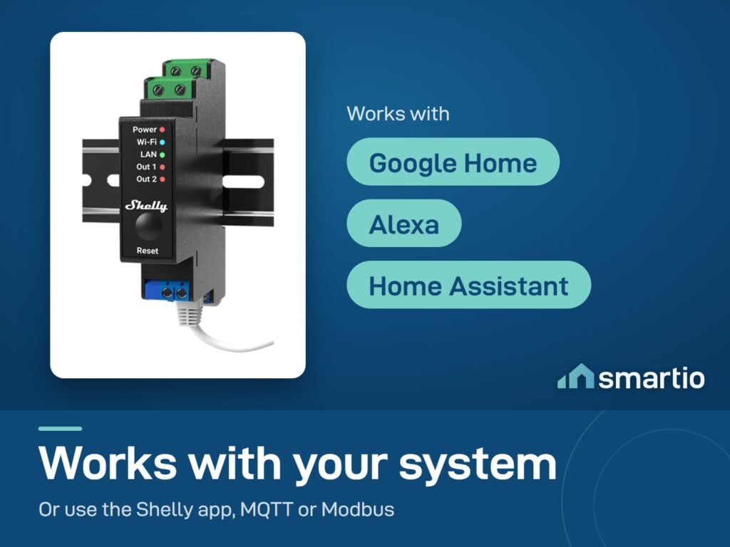 Shelly Pro 2PM works with Google Home, Alexa and Home Assistant