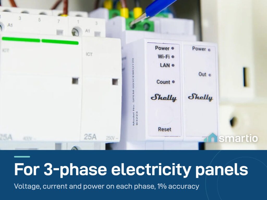 Shelly Pro 3EM installed in an electrical panel
