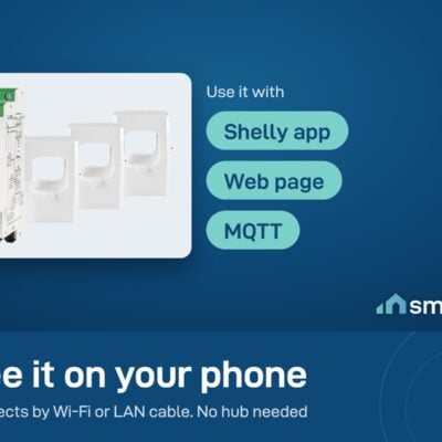 Shelly Pro 3EM-400 works with the Shelly app, its own web page and MQTT over Wi-Fi or a LAN cable, with no hub