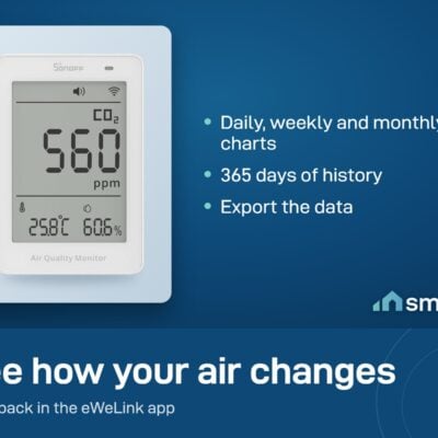 Sonoff AirGuard CO2 monitor keeps 365 days of history in the eWeLink app, which you can export