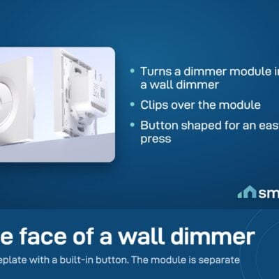 Sonoff Fusion EDIM faceplate from the front and the back, where the dimmer module sits