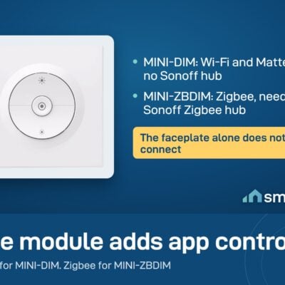 Sonoff Fusion EDIM faceplate has no smart parts: app control comes from the MINI-DIM (Wi-Fi) or MINI-ZBDIM module