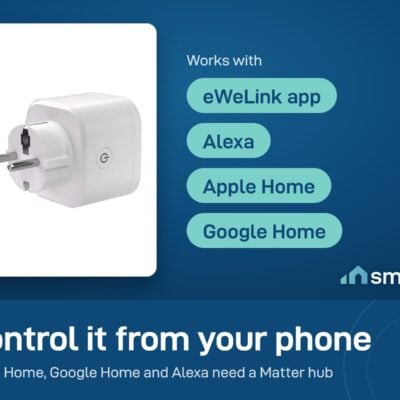 Sonoff iPlug S61s works with the eWeLink app, Alexa, Apple Home and Google Home. Matter apps need a Matter hub