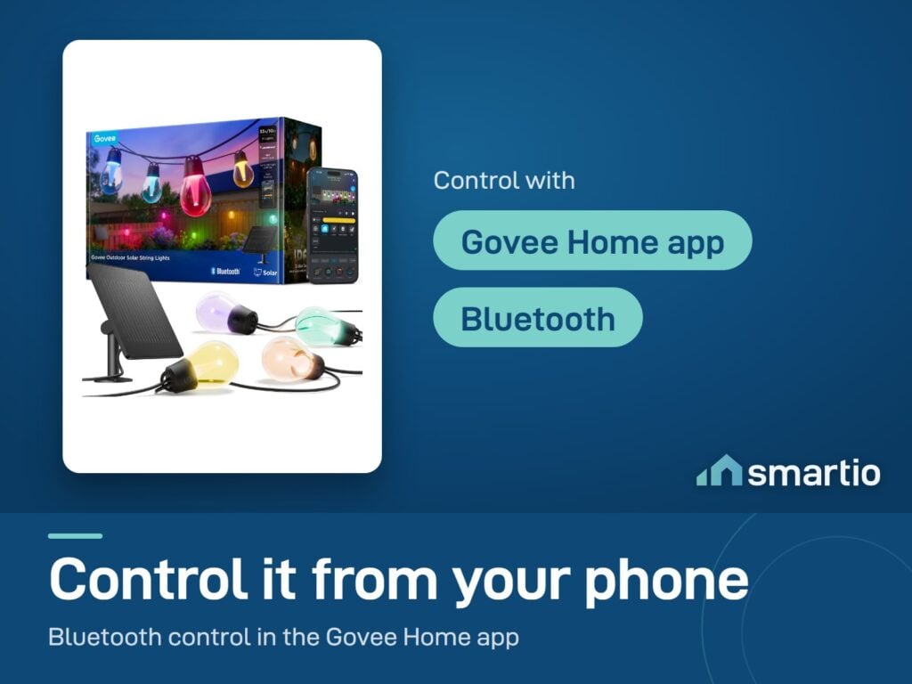 Govee Outdoor Solar String Lights are controlled over Bluetooth in the Govee Home app