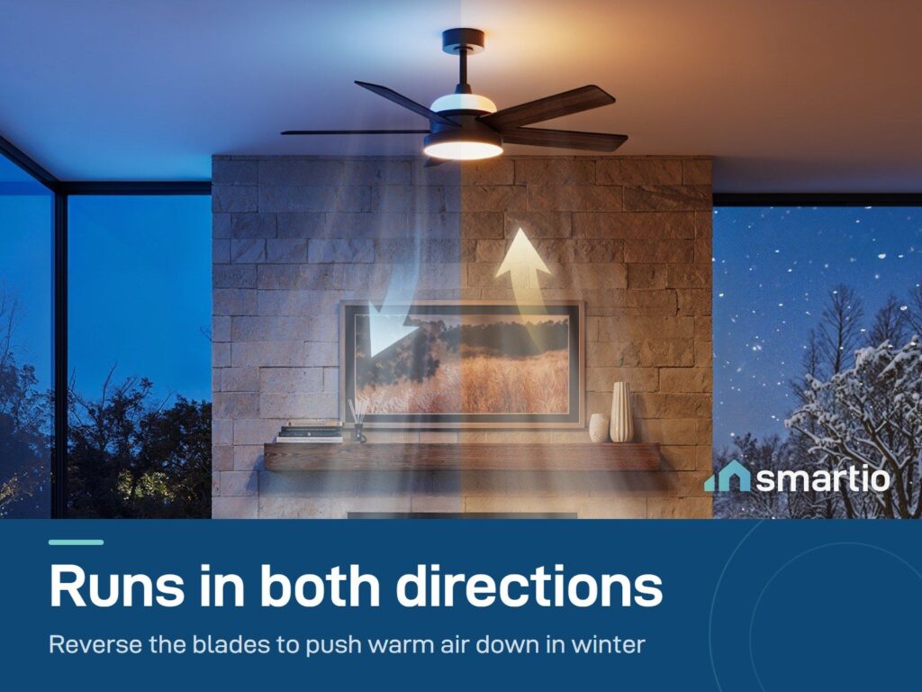 Govee Smart Ceiling Fan reversing airflow for summer cooling and winter warmth