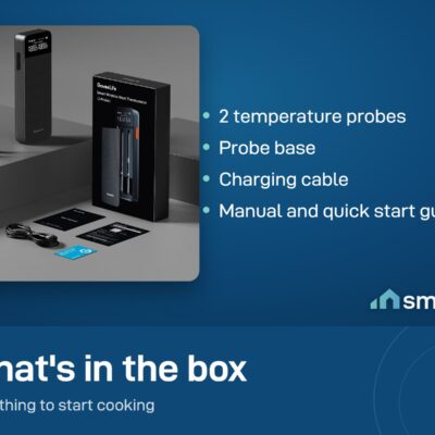 What's in the Govee meat thermometer box: 2 probes, probe base, charging cable, user manual and quick start guide