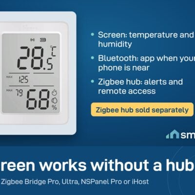 Sonoff AirGuard TH SNZB-02DR2 works alone as a screen. Bluetooth shows it in the app when near. Zigbee hub sold separately