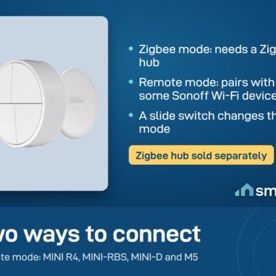 Sonoff Orb SNZB-01M works in Zigbee mode with a hub, or in remote mode with some Sonoff Wi-Fi devices