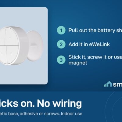 Sonoff Orb SNZB-01M setup: pull out the battery sheet, add it in eWeLink, then stick, screw or magnet-mount it