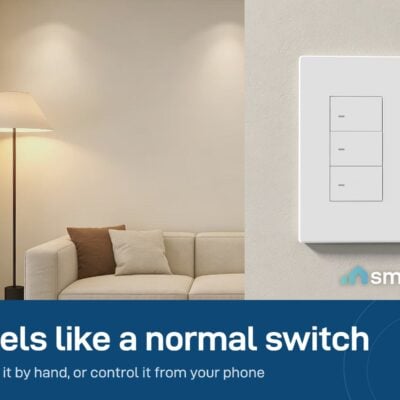 Sonoff SwitchMan ZBM5 Zigbee wall switch on a living room wall