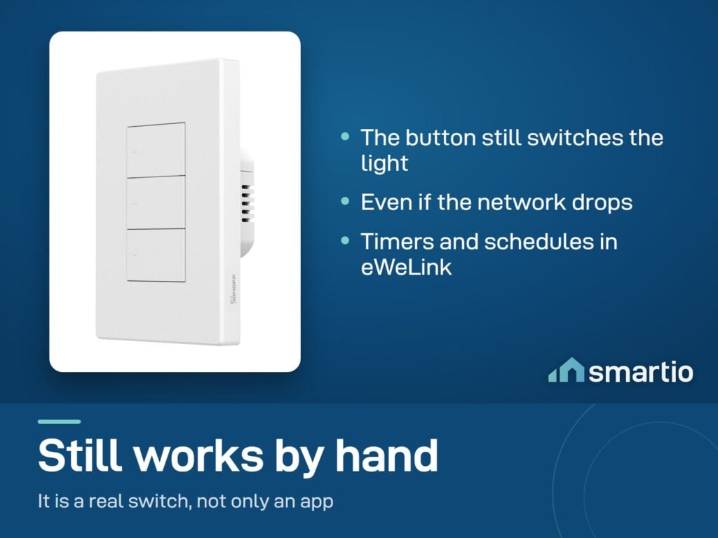 Sonoff SwitchMan ZBM5 wall switch still works by hand if the network drops