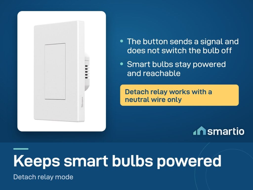Sonoff SwitchMan ZBM5 detach relay mode keeps smart bulbs powered and works with a neutral wire only