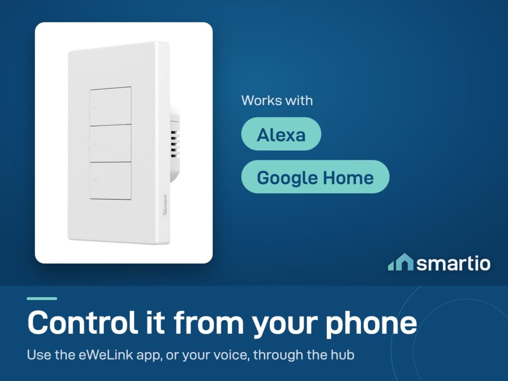 Sonoff SwitchMan ZBM5 works with the eWeLink app, Alexa and Google Home through a Zigbee hub