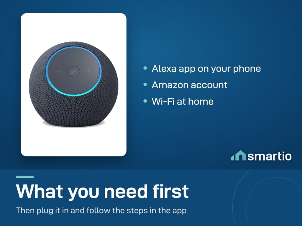 Amazon Echo Dot Max needs the Alexa app on your phone, an Amazon account and Wi-Fi at home