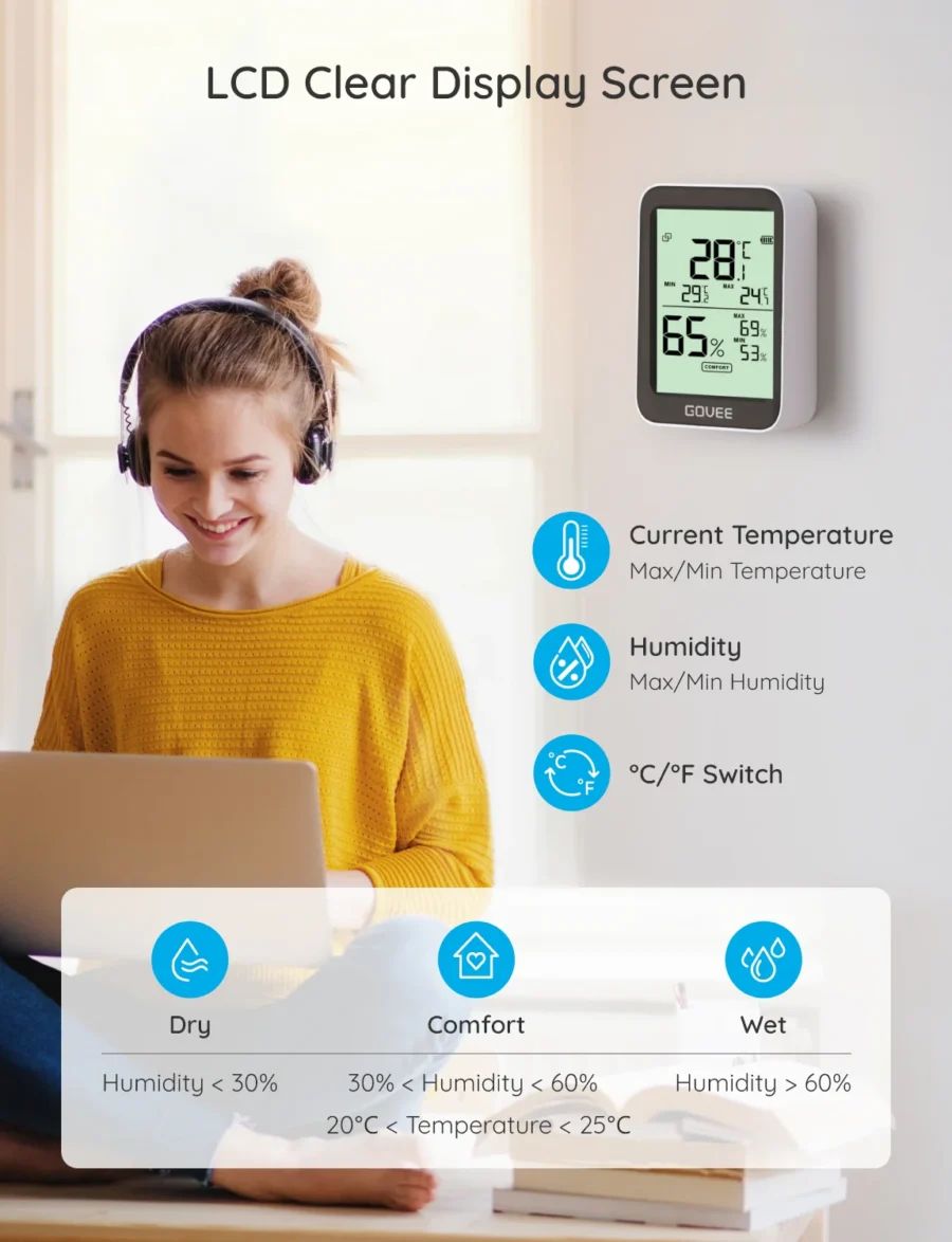 Govee H5075 thermometer sensor with Bluetooth wireless connectivity