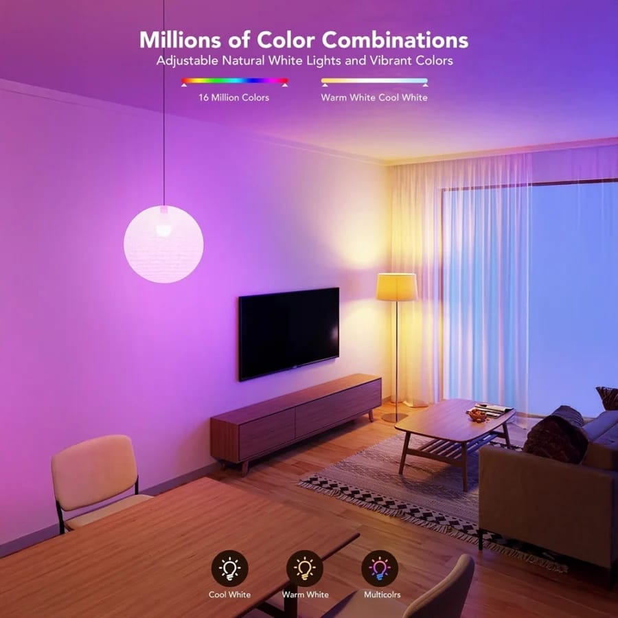 Govee H6004 Smart Bulb displaying millions of RGBWW colors