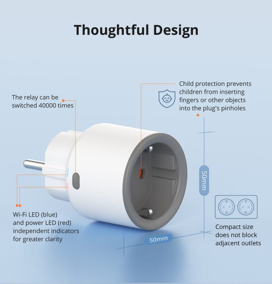 Sonoff S60 Wi-Fi Smart Plug - With Power Monitoring view 3