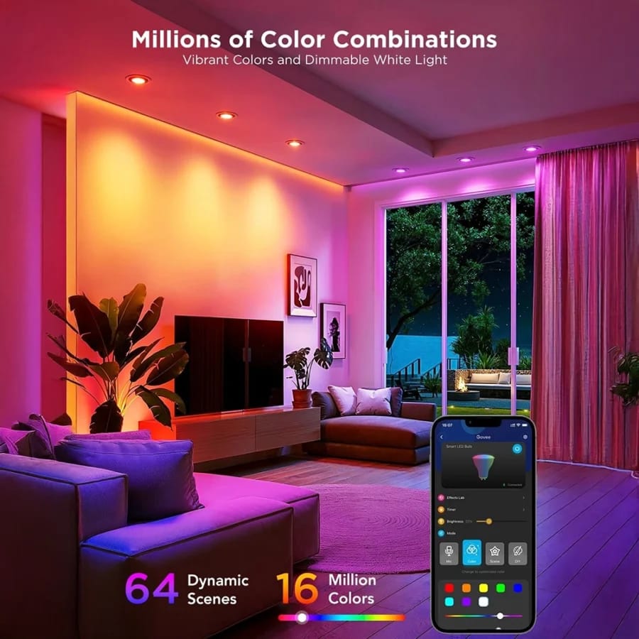 Govee H600D GU10 Smart Bulb with millions of RGBWW color combinations