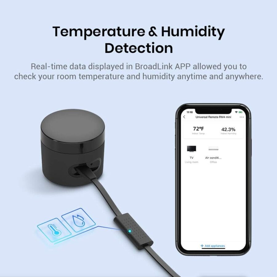 Broadlink RM4 Mini Universal IR Remote with Temperature & Humidity Sensor view 3