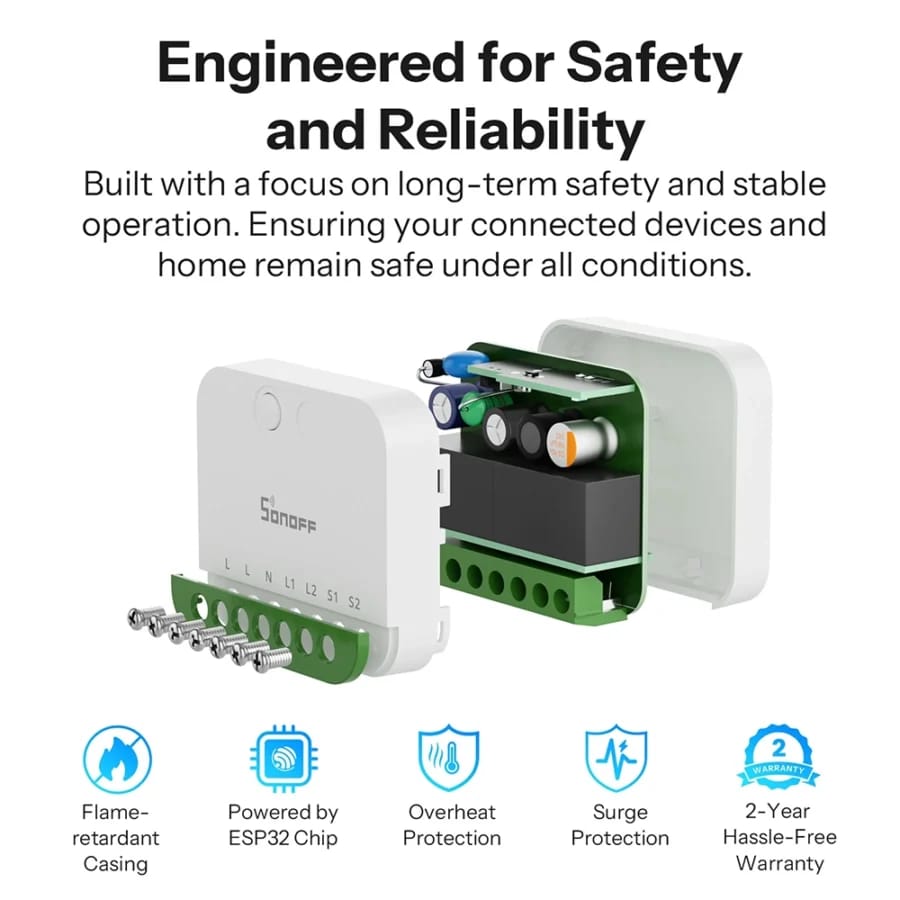 Sonoff MINI-2GS overload and overheat safety protection